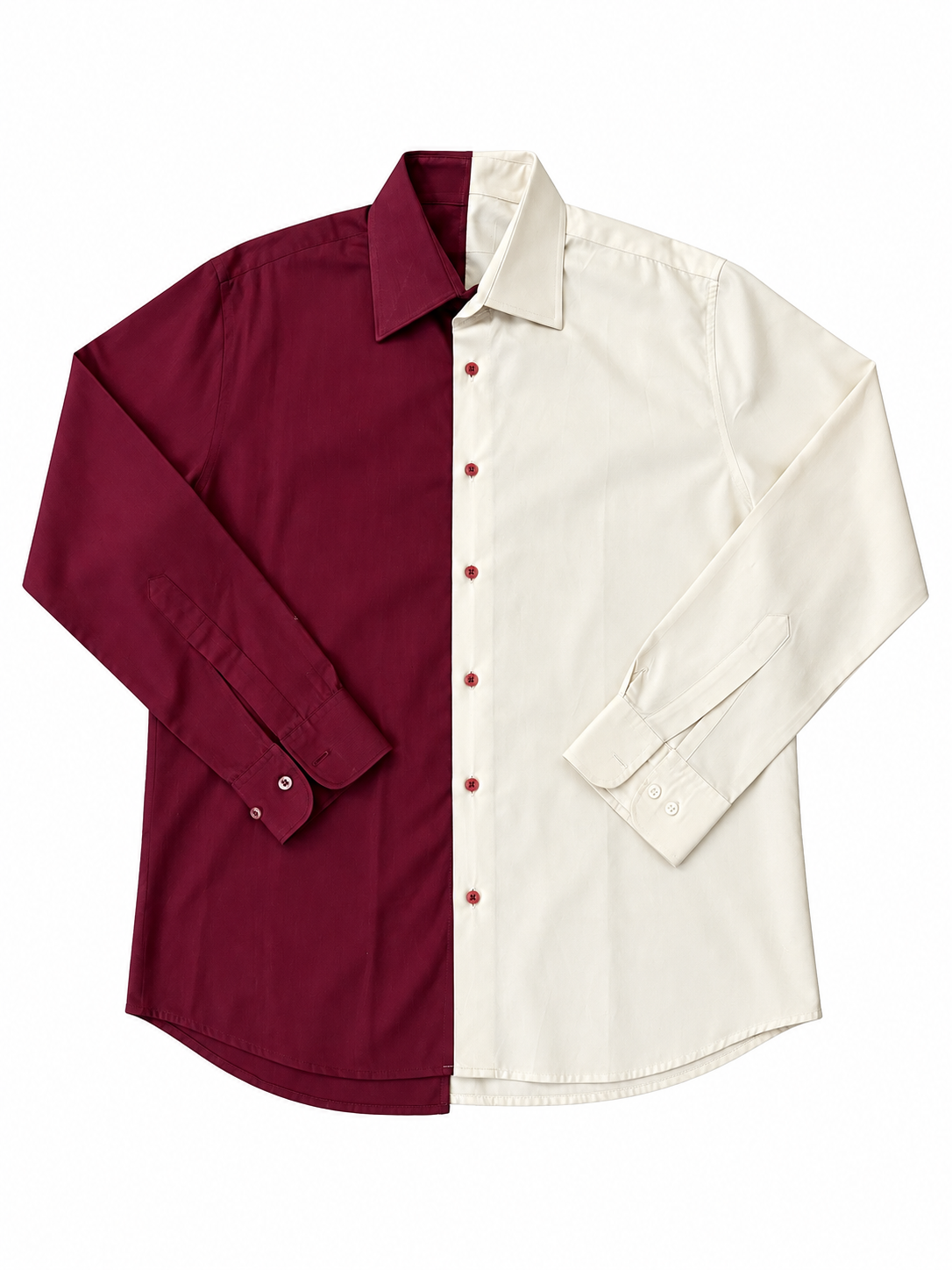 CAMISA MITAD VINO Y BEIGE