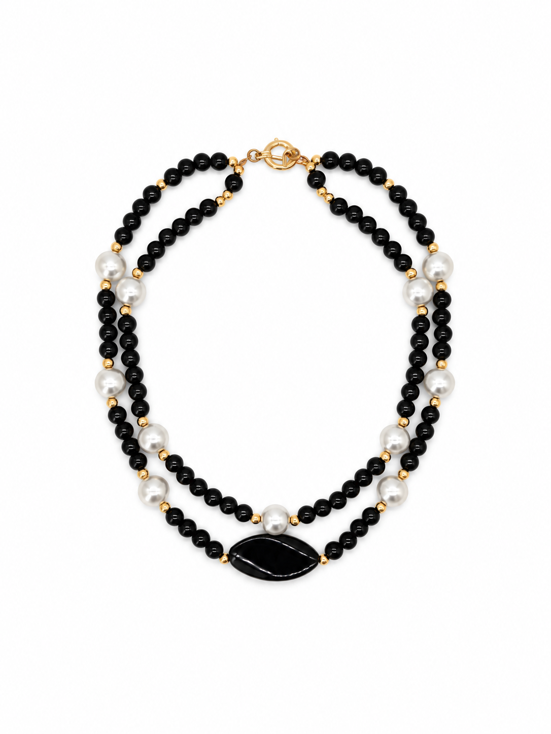 COLLAR DOBLE NEGRO Y DIJE NEGRO