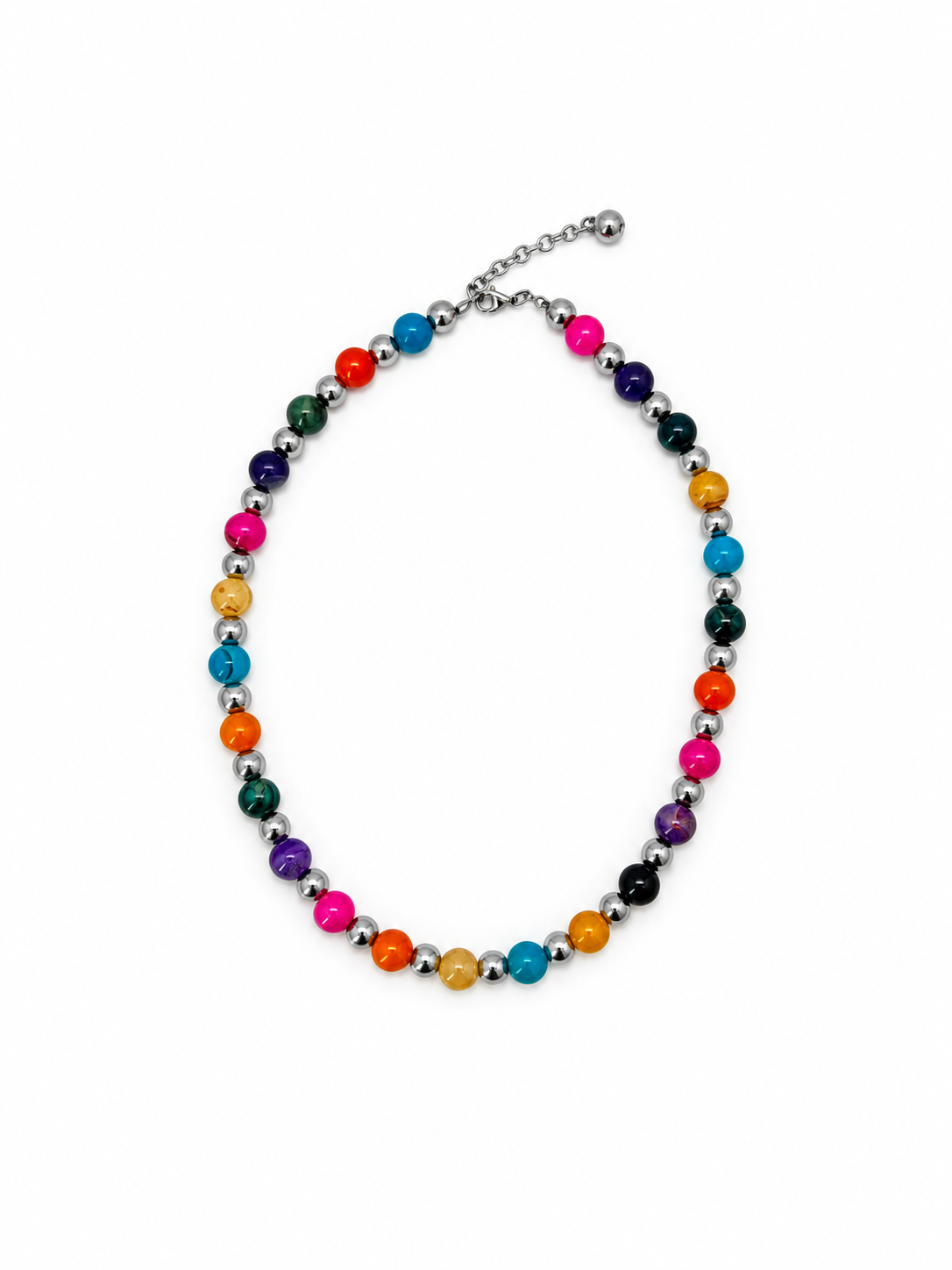 COLLAR DE AGATAS PULIDAS MULTICOLOR - PRIDE