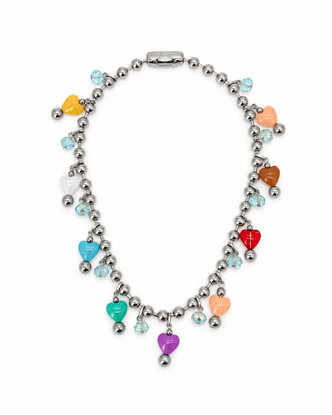 COLLAR CHUNKY CON CORAZONES DE VIDRIO MURANO -PRIDE-
