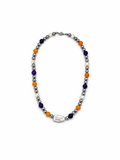 COLLAR DE ACERINA CON PIEDRAS DE MURANO Y DIJE PERLA BARROCA