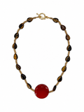 COLLAR OJO DE TIGRE Y AGATA CENTRAL