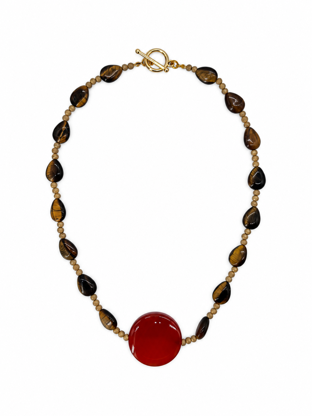 COLLAR OJO DE TIGRE Y AGATA CENTRAL