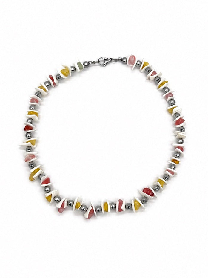 COLLAR MADRE PERLA CON ACERINA Y CUARZO AMARILLO