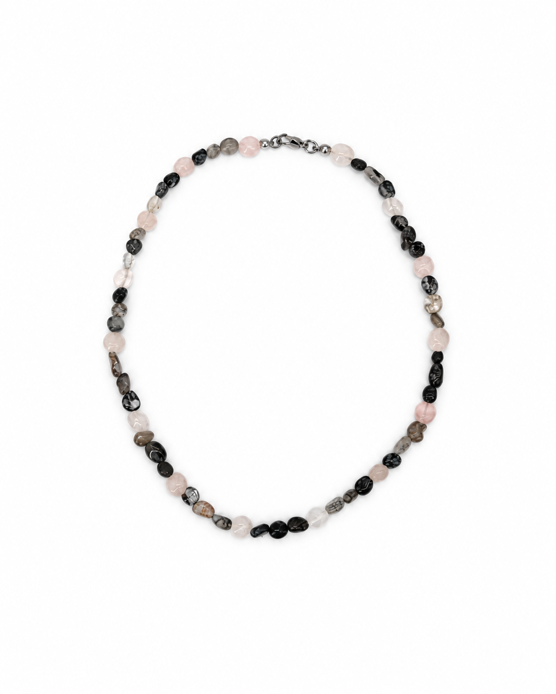 COLLAR DE CUARZO BLANCO Y GRIS