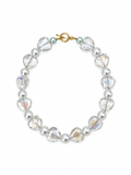 COLLAR CORAZÓN DE CRISTAL TRANSPARENTE MEDIANO Y PLASTI PERLA BLANCA