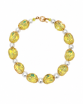 COLLAR DE CRISTAL AMARILLO Y PLASTI PERLA BLANCA