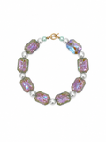 COLLAR DE CRISTAL CUADRADO MORADO CON PLASTI PERLA BLANCA