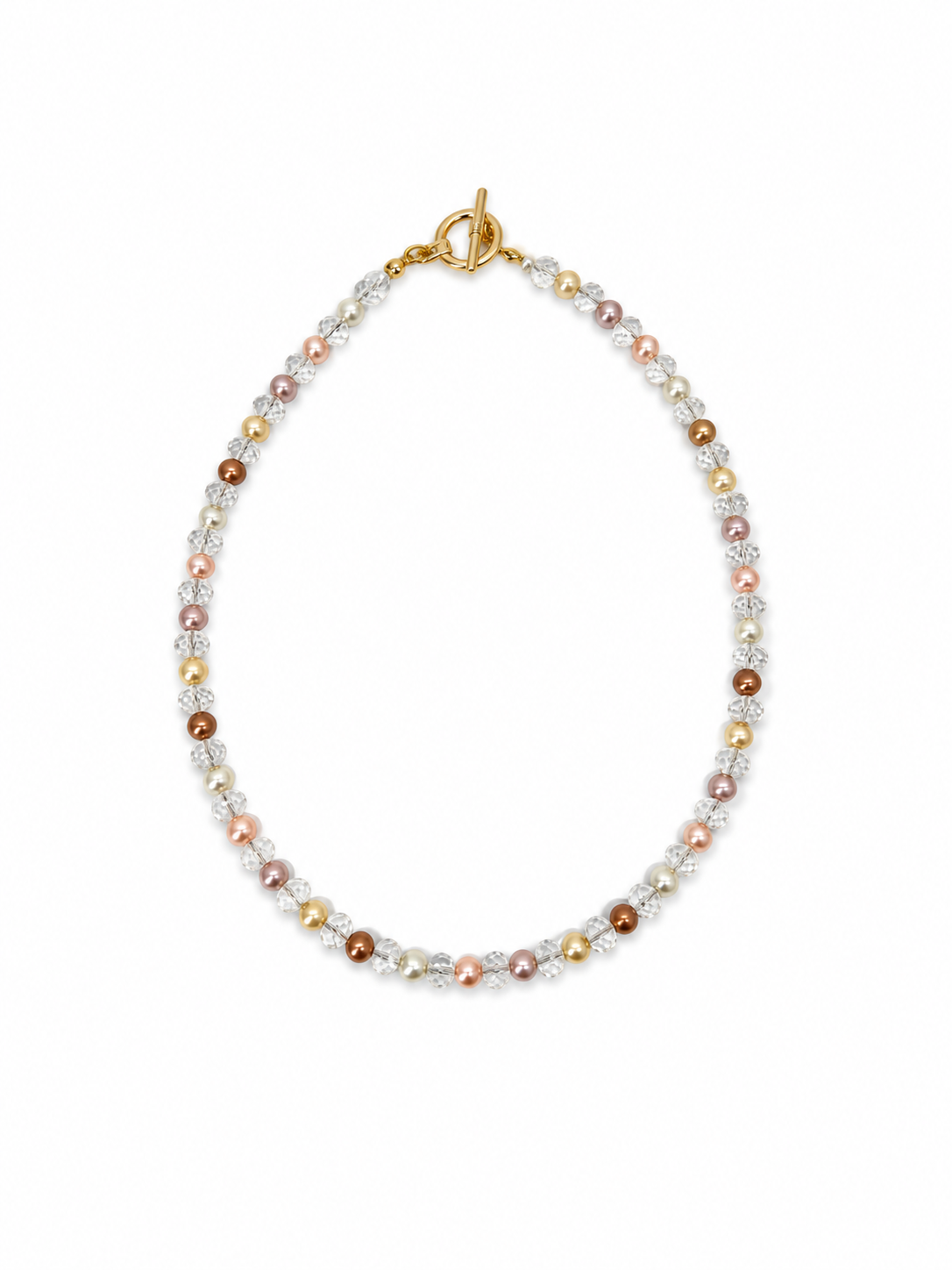 COLLAR DE PERLA DE MAYORCA Y CRISTAL BROCHETTE TRANSPARENTE