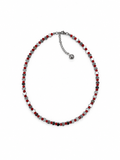 COLLAR CORAZONES DE ACERINA CON MINI CRISTAL ROJO