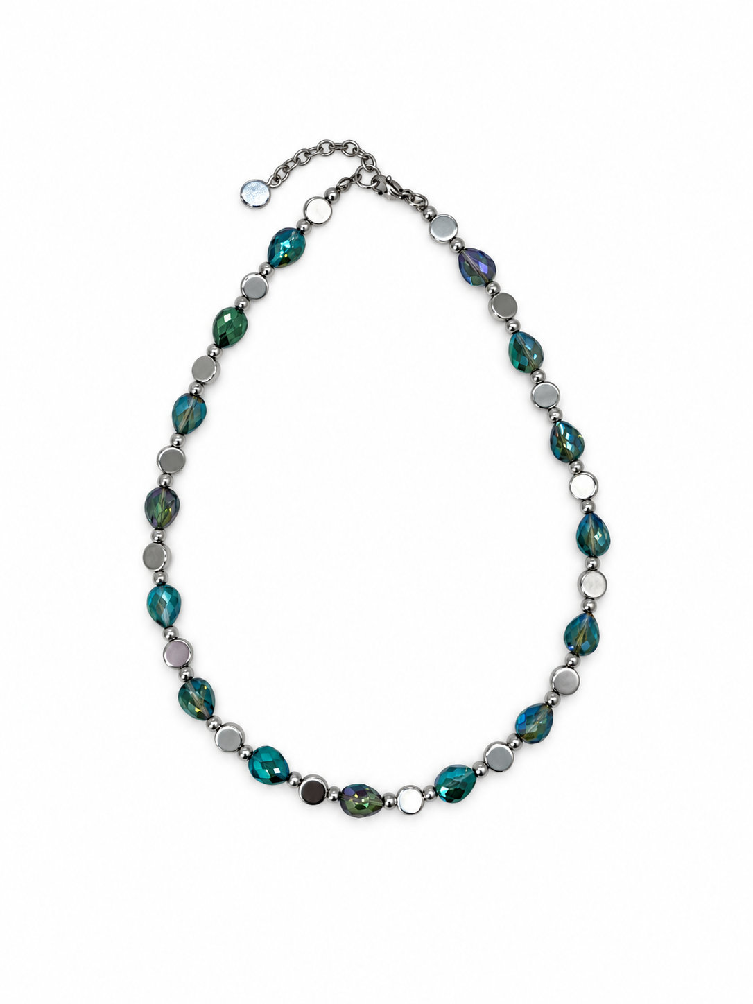 COLLAR DE CRISTAL TORNASOL CON LUNETAS DE ACERINA