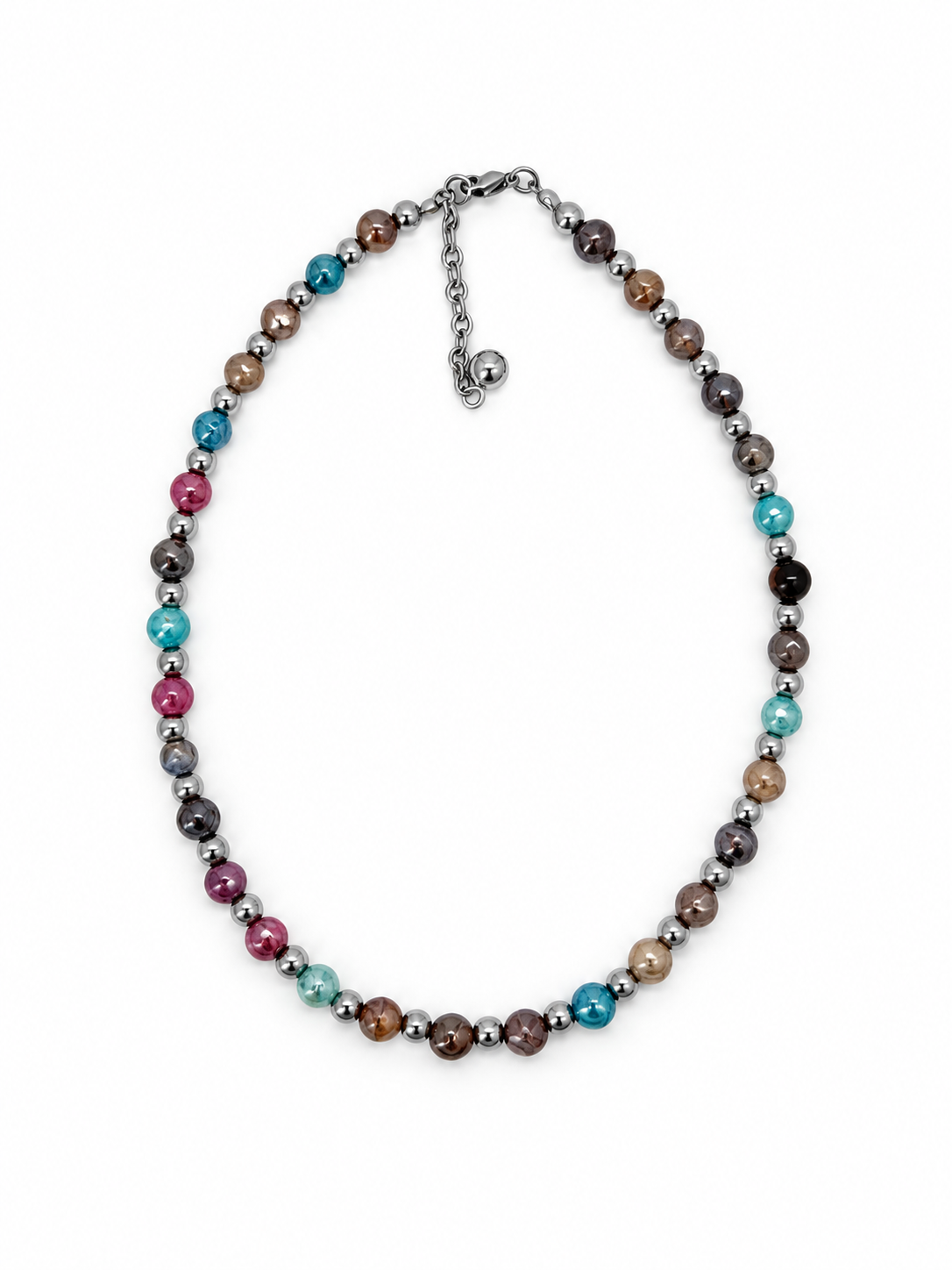 COLLAR DE AGATAS FACETADAS Y ACERINA