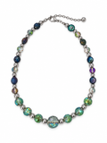 COLLAR BOLA DISCO DE TRES  TAMAÑOS Y PERLA LUNETA AZUL