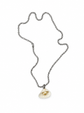 COLLAR CADENA ARROZ CONCHA Y PERLA AMARILA