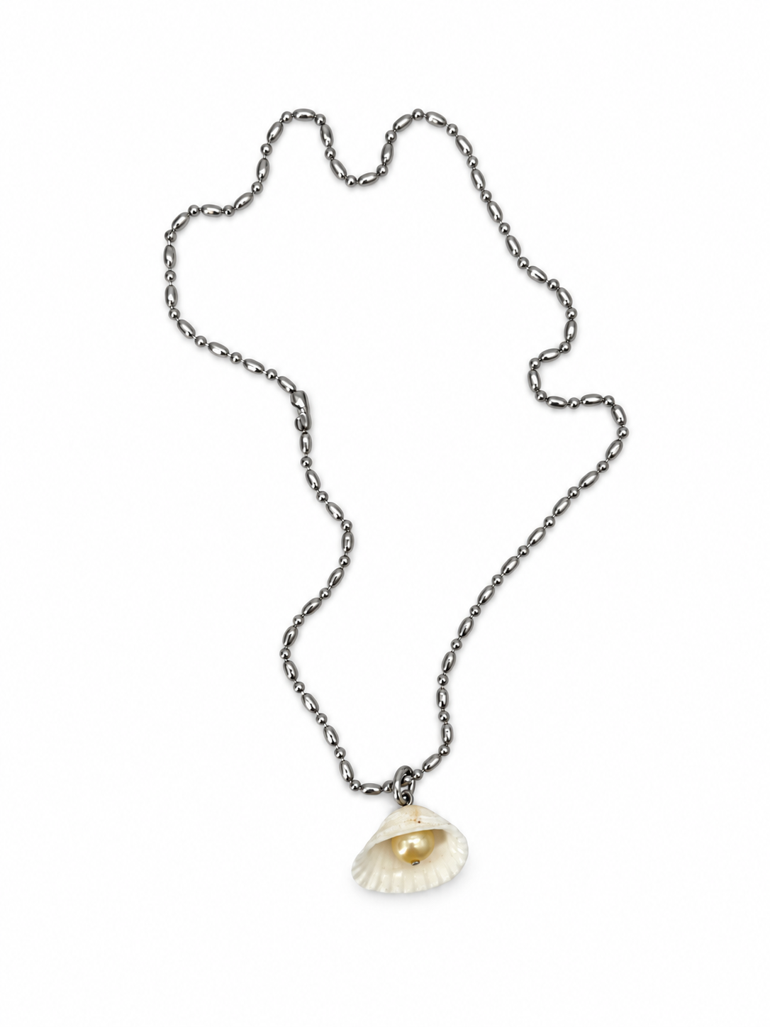COLLAR CADENA ARROZ CONCHA Y PERLA AMARILA