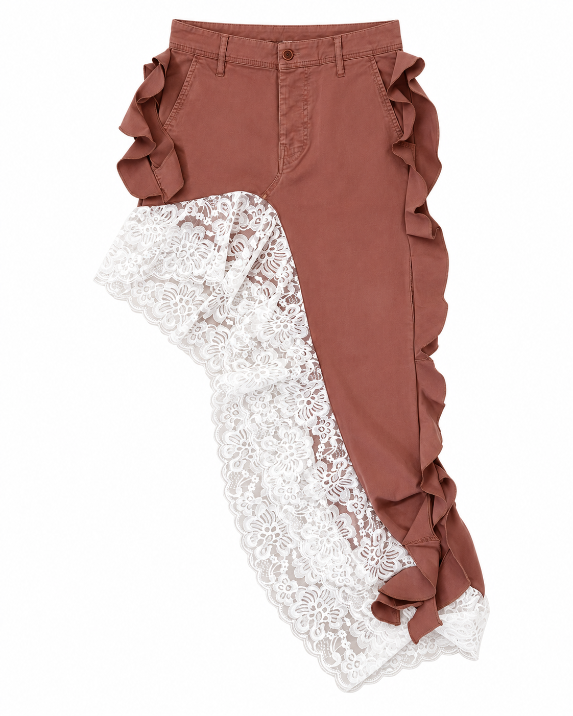 FALDA LARGA ROJA CON ENCAJE BLANCO