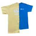 PLAYERA MITAD AMARILLO PASTEL Y AZUL CHICLE
