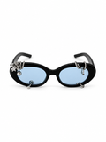 LENTE AZUL CON MONTURA NEGRA Y PIERCING