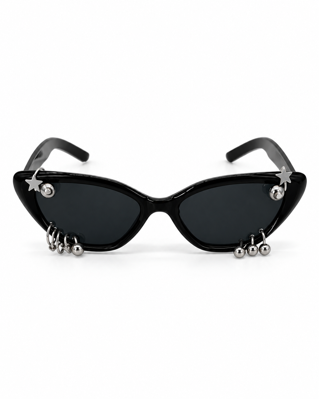 LENTE NEGRO CON MONTURA DE GATO Y PIERCING
