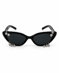 LENTE NEGRO CON MONTURA DE GATO Y PIERCING