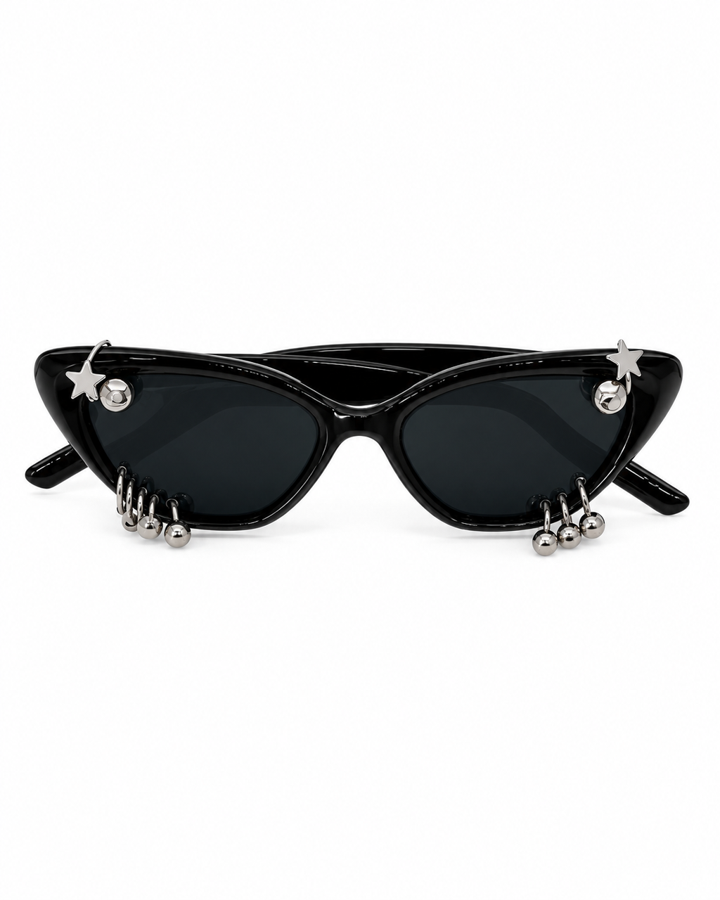LENTE NEGRO CON MONTURA DE GATO Y PIERCING