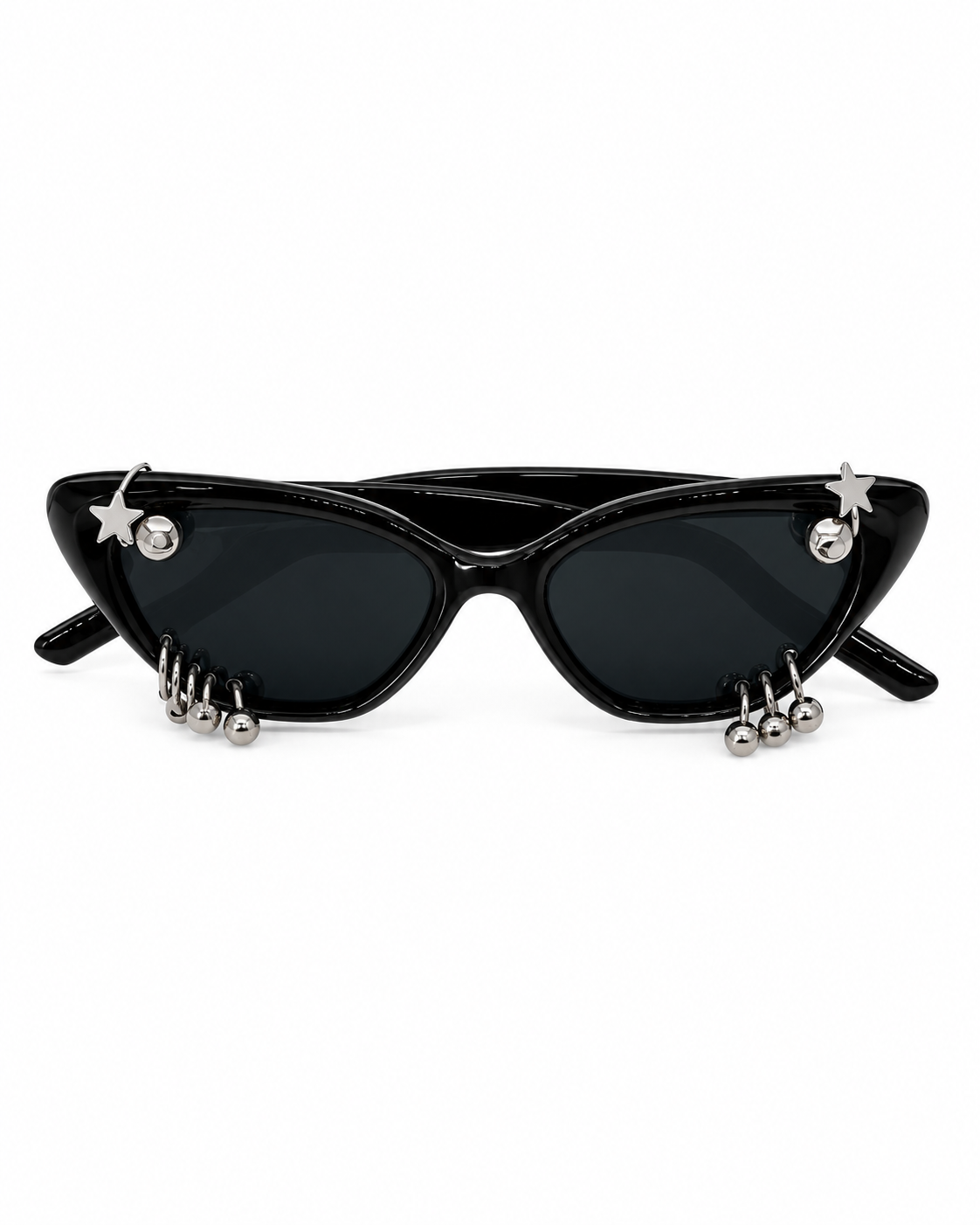 LENTE NEGRO CON MONTURA DE GATO Y PIERCING