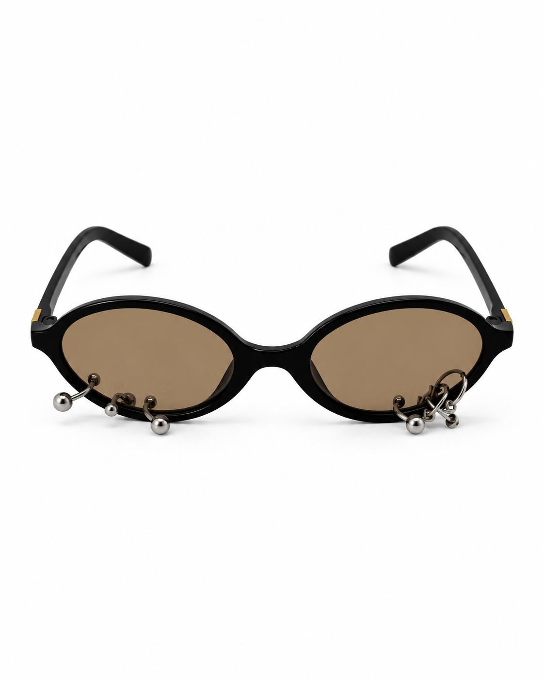 LENTE BEIGE CON MONTURA NEGRA Y PIERCING