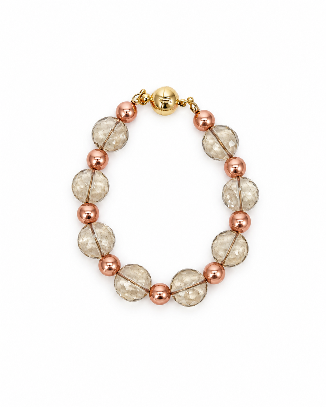 PULSERA CRISTAL CAFÉ Y ACERINA DORADA