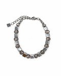 PULSERA DE CUBOS DE ACERINA Y CRISTAL GRIS