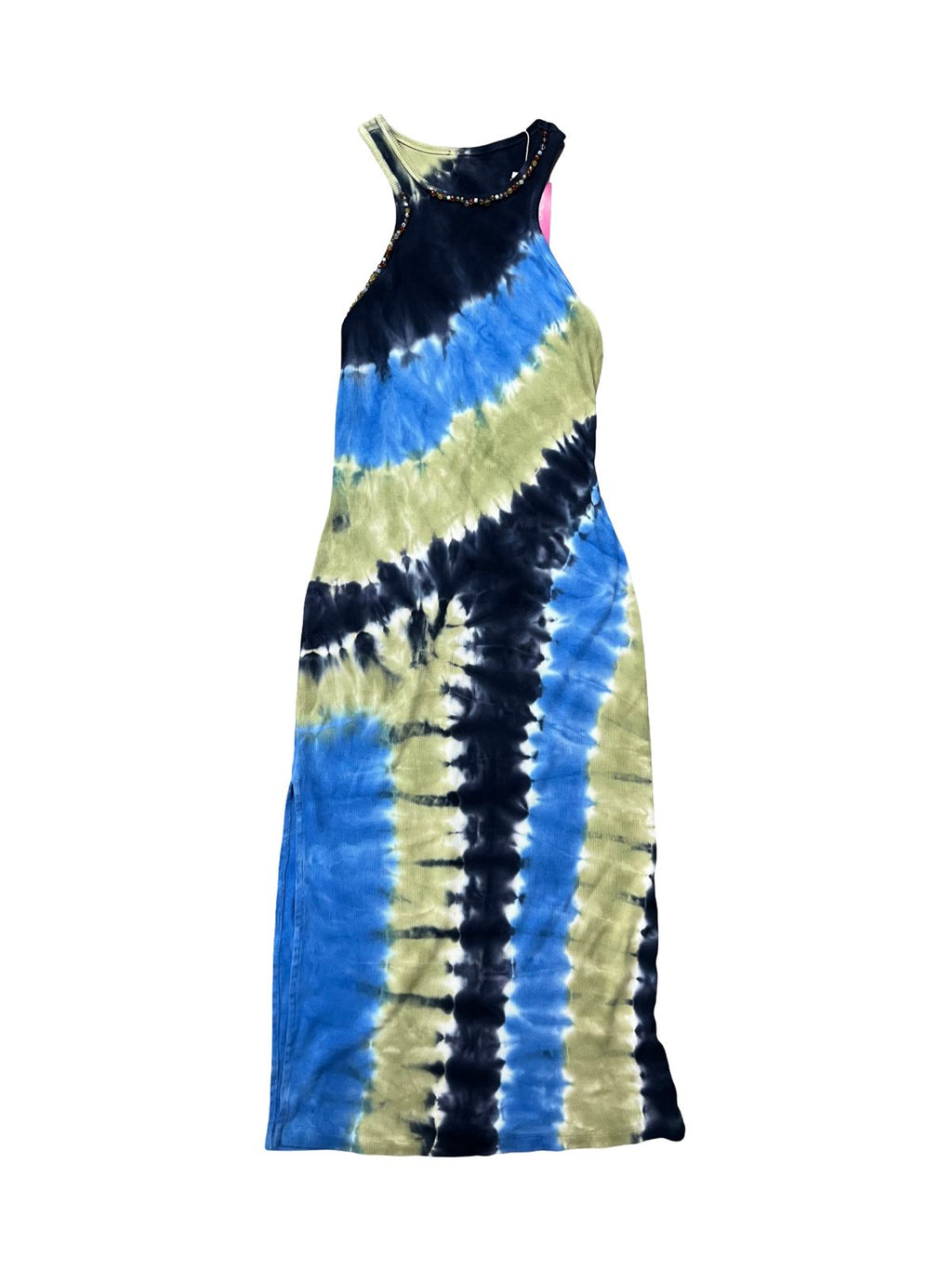 VESTIDO LARGO TIDE-DYE CON PEDRERIA